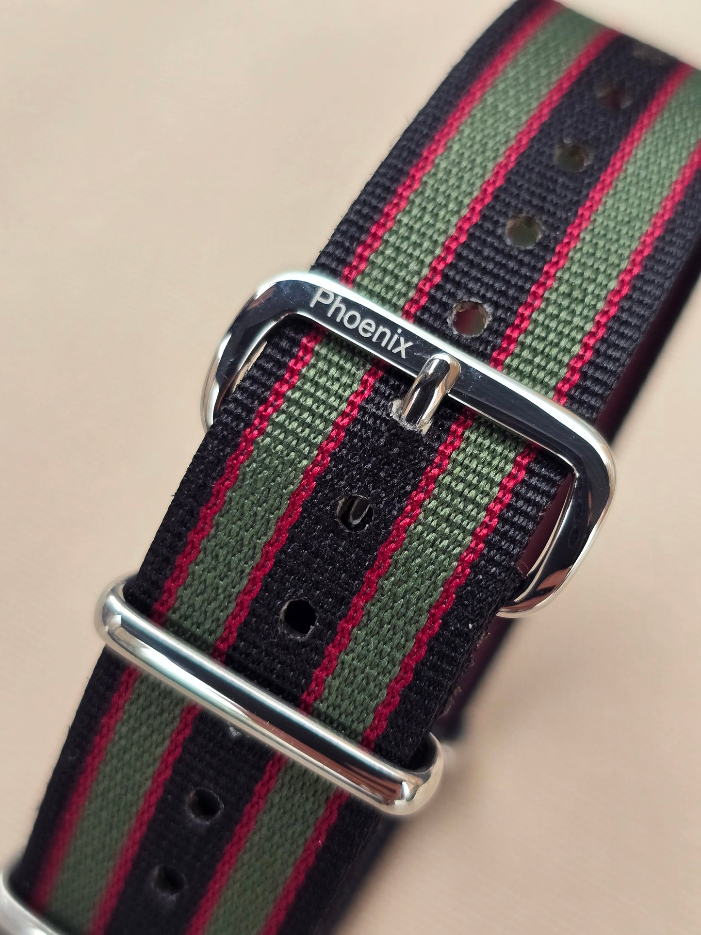 Phoenix Straps: Heritage Edition - Black/Green/Red "Bond" MOD Nylon Strap