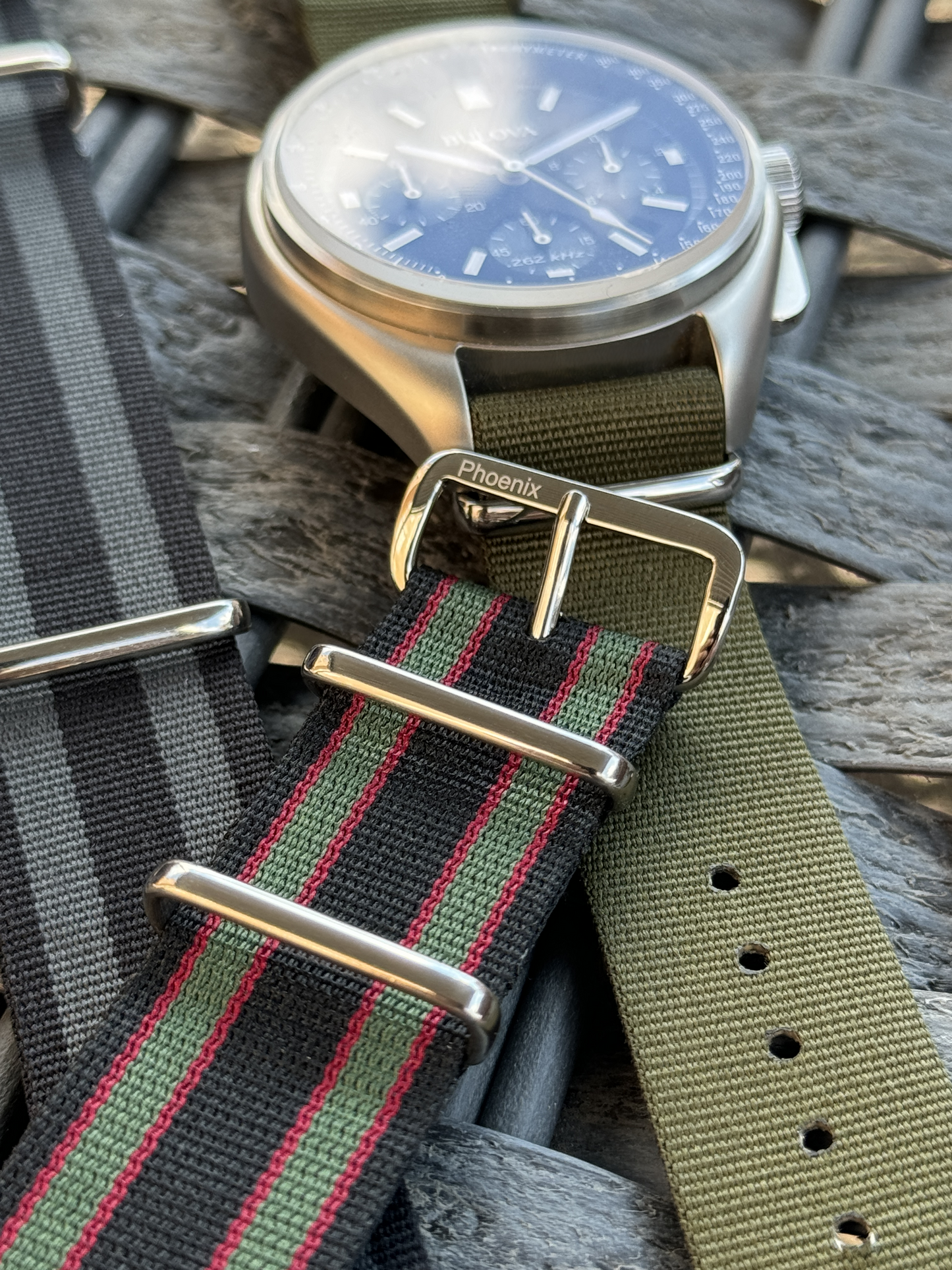 Phoenix Straps: Heritage Edition - Black/Green/Red "Bond" MOD Nylon Strap